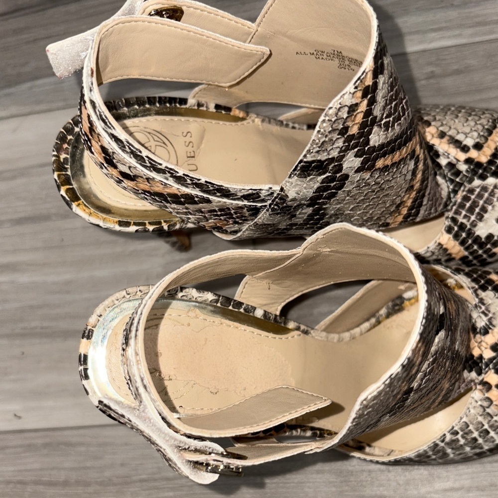 Guess Snakeskin Pattern Sandals - Black and Tan - Picture 5 of 5